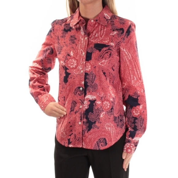 NWT TOMMY HILFIGER Cinnabar Paisley Button Down Shirt - Picture 1 of 16